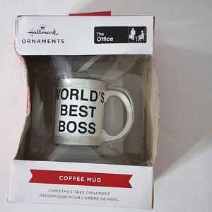 Hallmark The Office World's Best Boss Coffee Mug Christmas Ornament, NEW